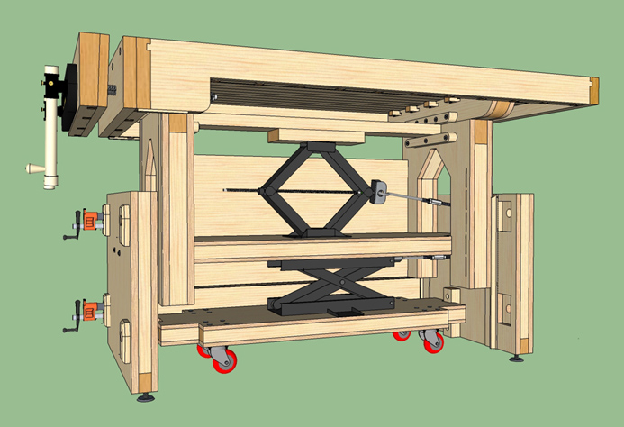 Bench Drawing with Parts Removed for Clarity